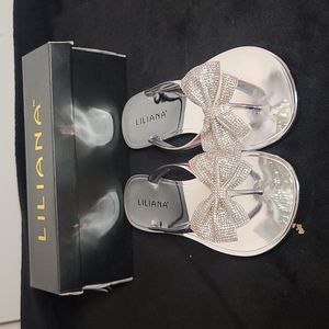 Silver flip flops